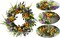22 Inch Summer Floral Wreath for Front Door, Sunflower and Daisy with Eucalyptus Leaves,Mixed Flower,Fairy Lights,Artificial Wreath for Front Door Summer Outdoor Home Decor Summer Decor